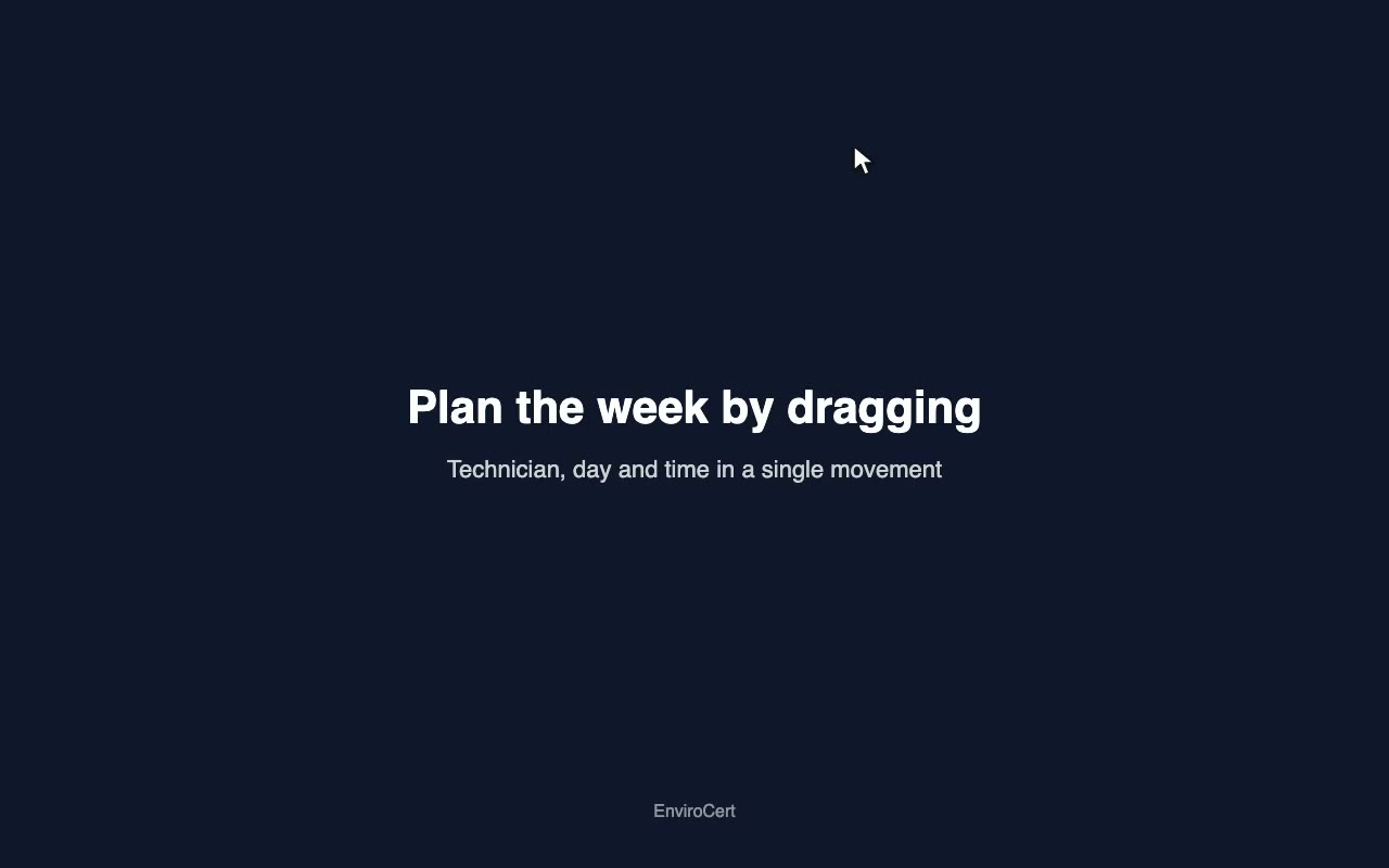 Plan the week by dragging: technician, day and time in one movement